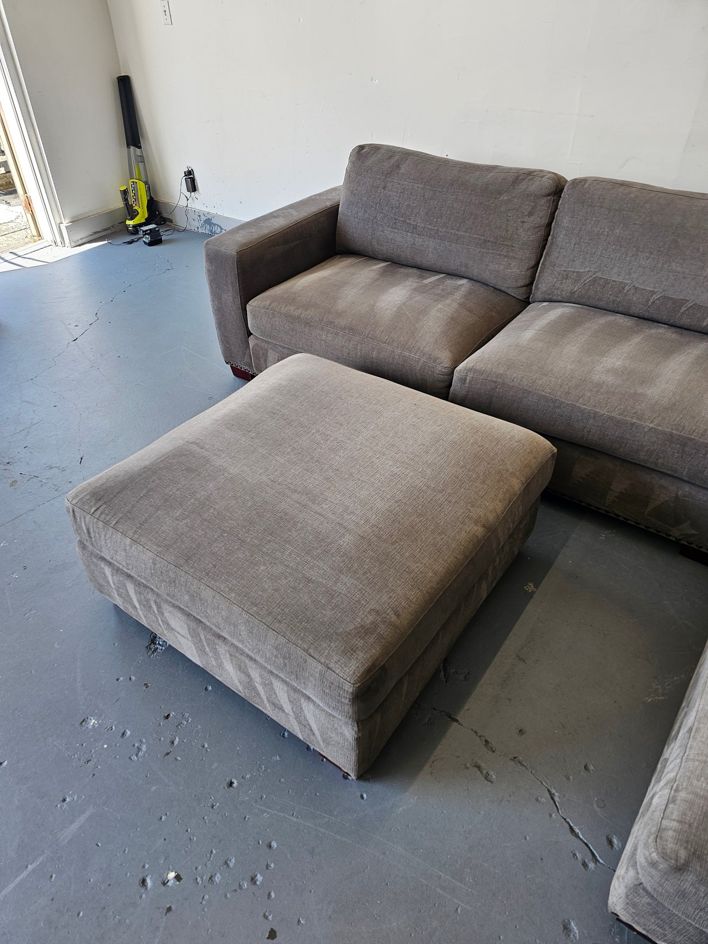 Dark Grey Sofa With Ottoman