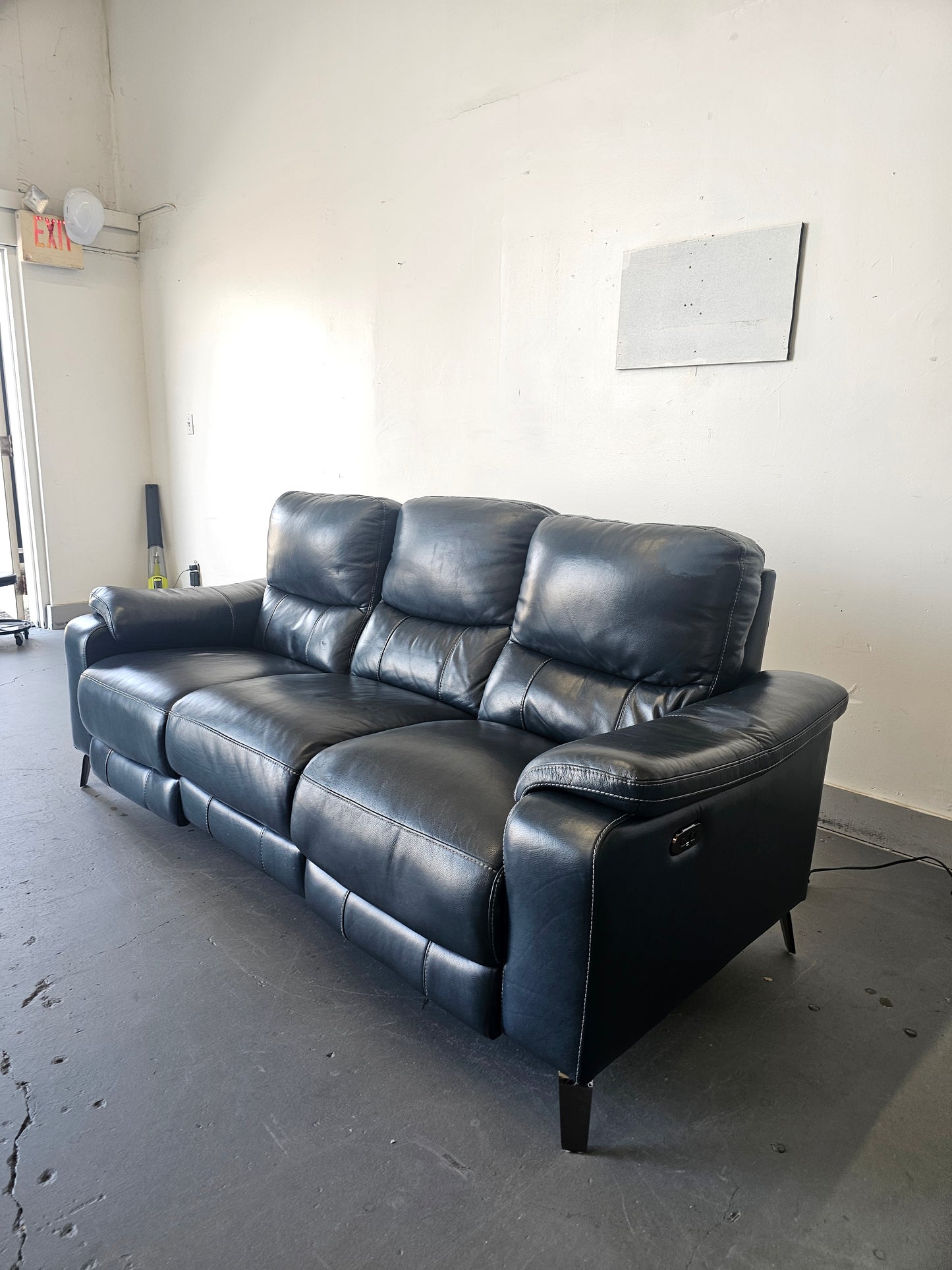 Blue Leather Sofa