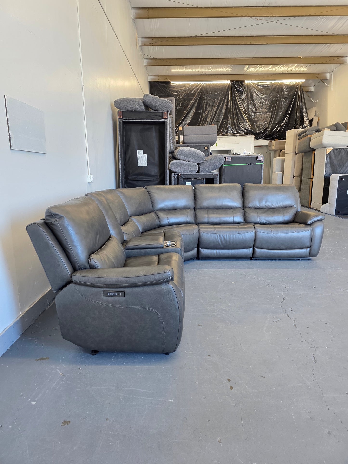 Lauretta 6-piece Leather Power Reclining Sectional with Power Headrests