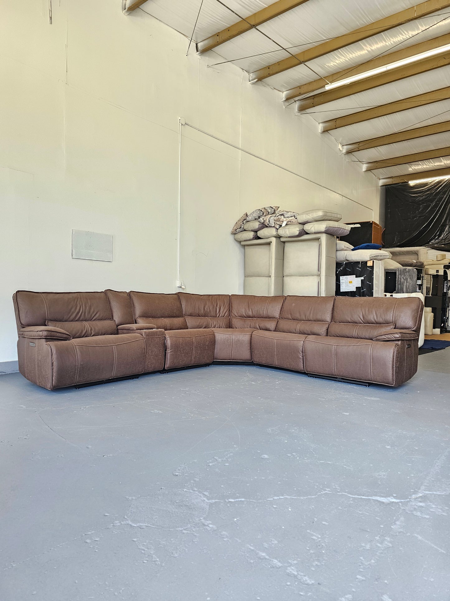 Brower Fabric Power Reclining Sectional with Power Headrests