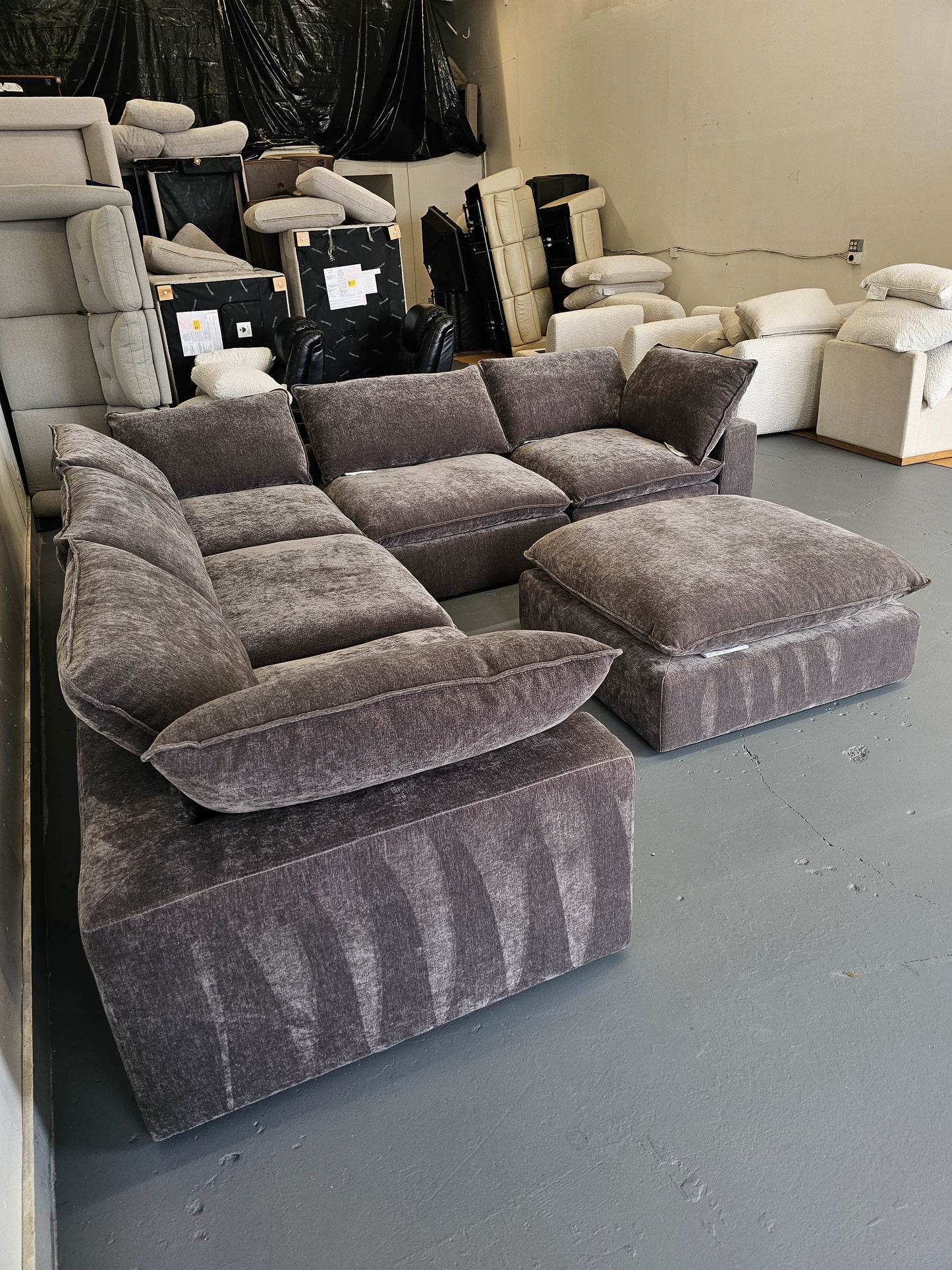 Sereen 6-piece Fabric Modular Sectional, Dark Gray