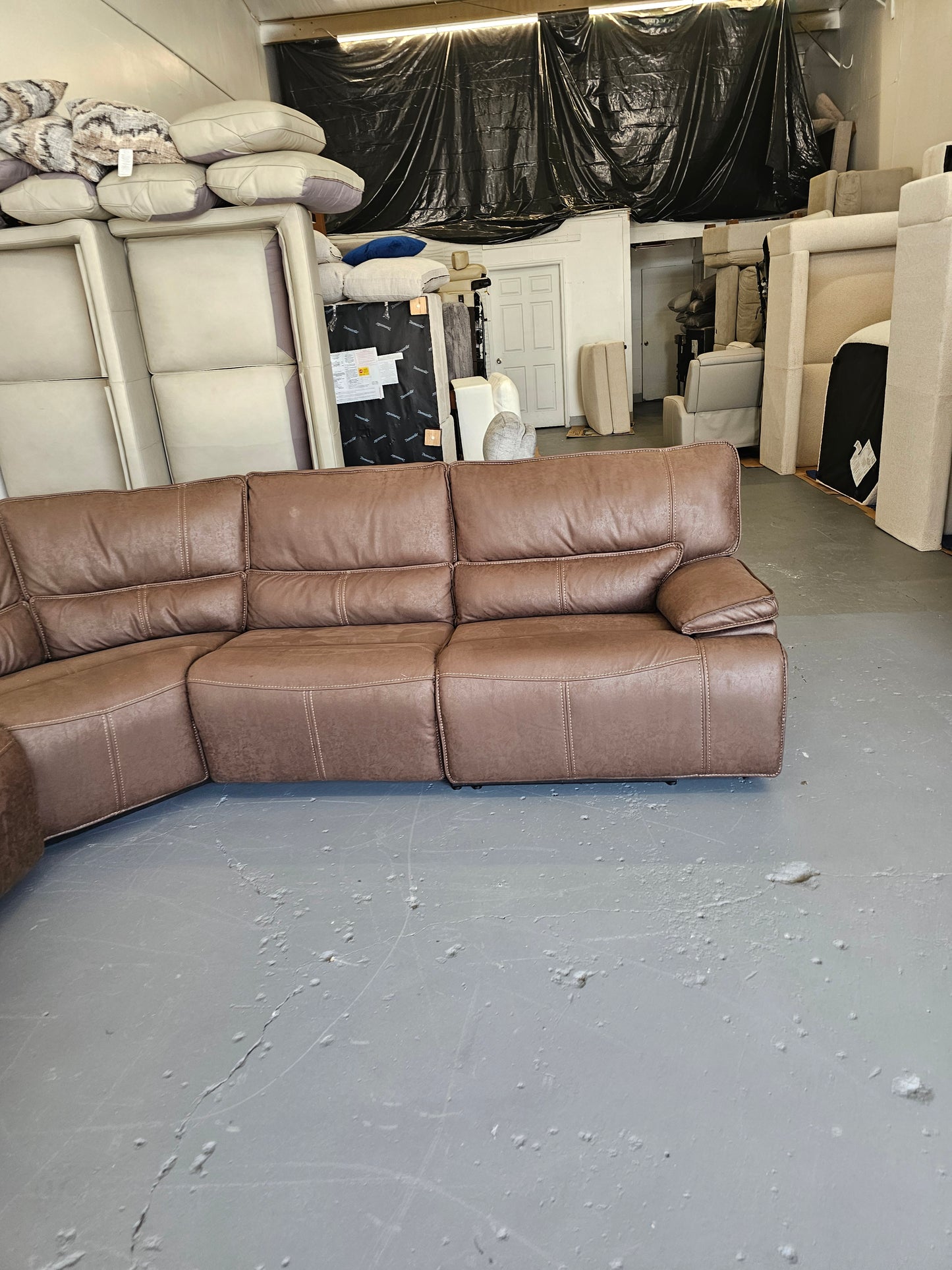 Brower Fabric Power Reclining Sectional with Power Headrests