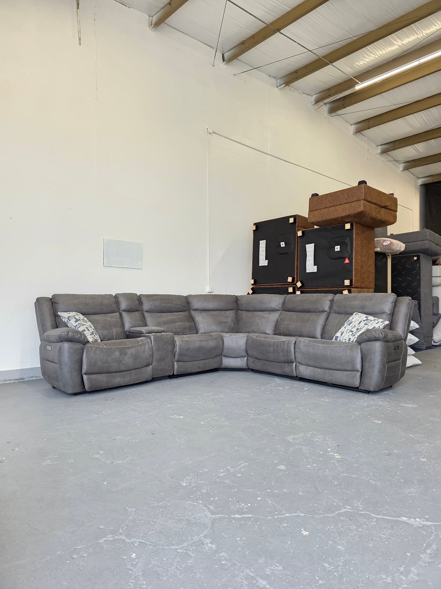 Zakary 6-piece Fabric Power Reclining Sectional With Power Headrests
