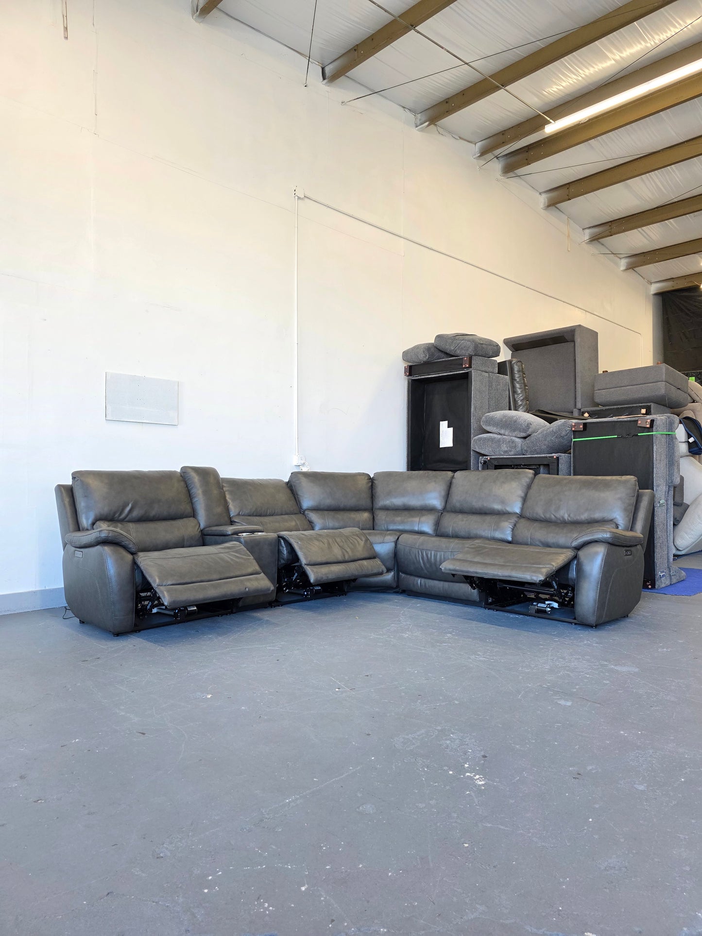 Lauretta 6-piece Leather Power Reclining Sectional with Power Headrests