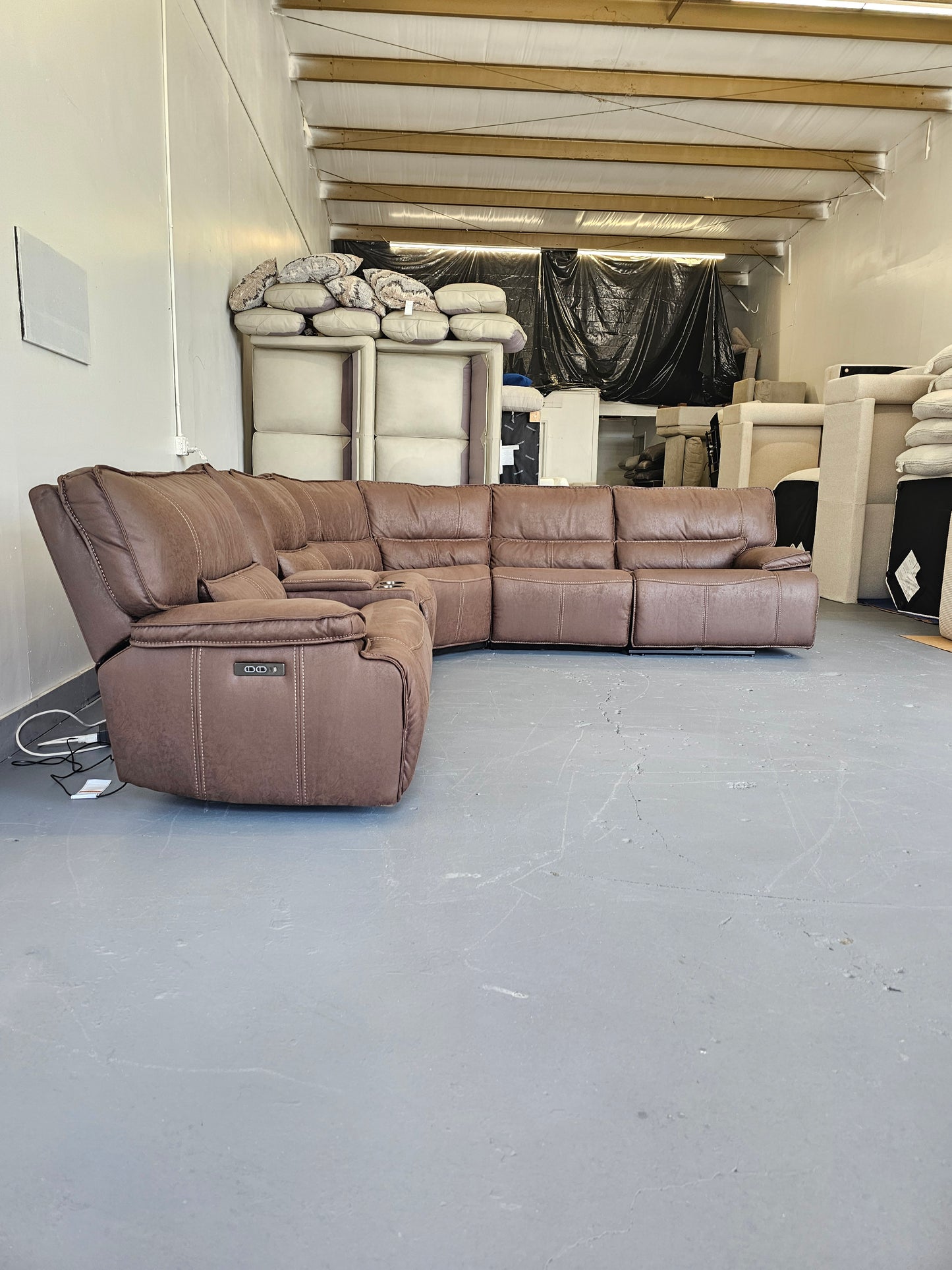 Brower Fabric Power Reclining Sectional with Power Headrests