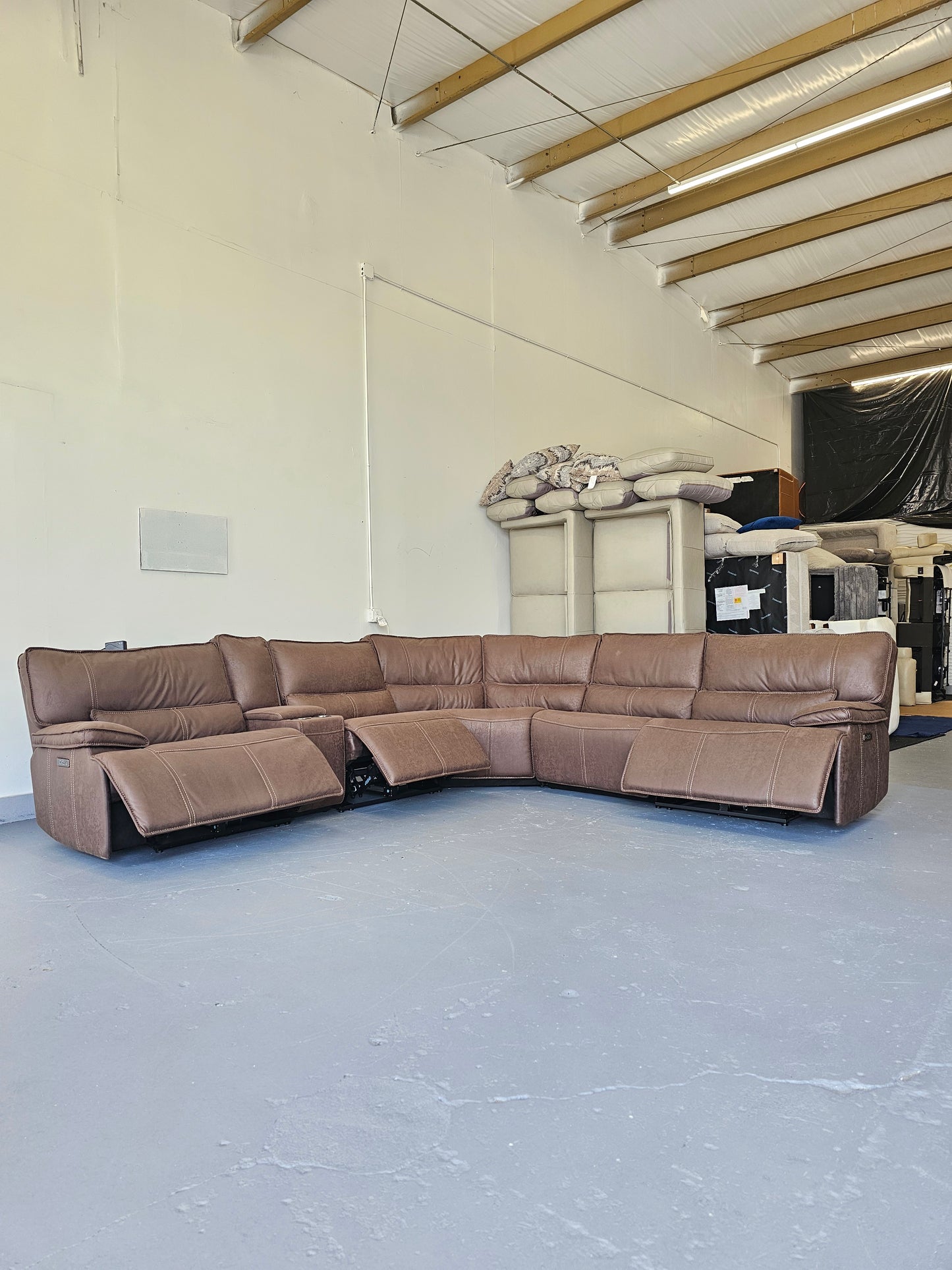 Brower Fabric Power Reclining Sectional with Power Headrests