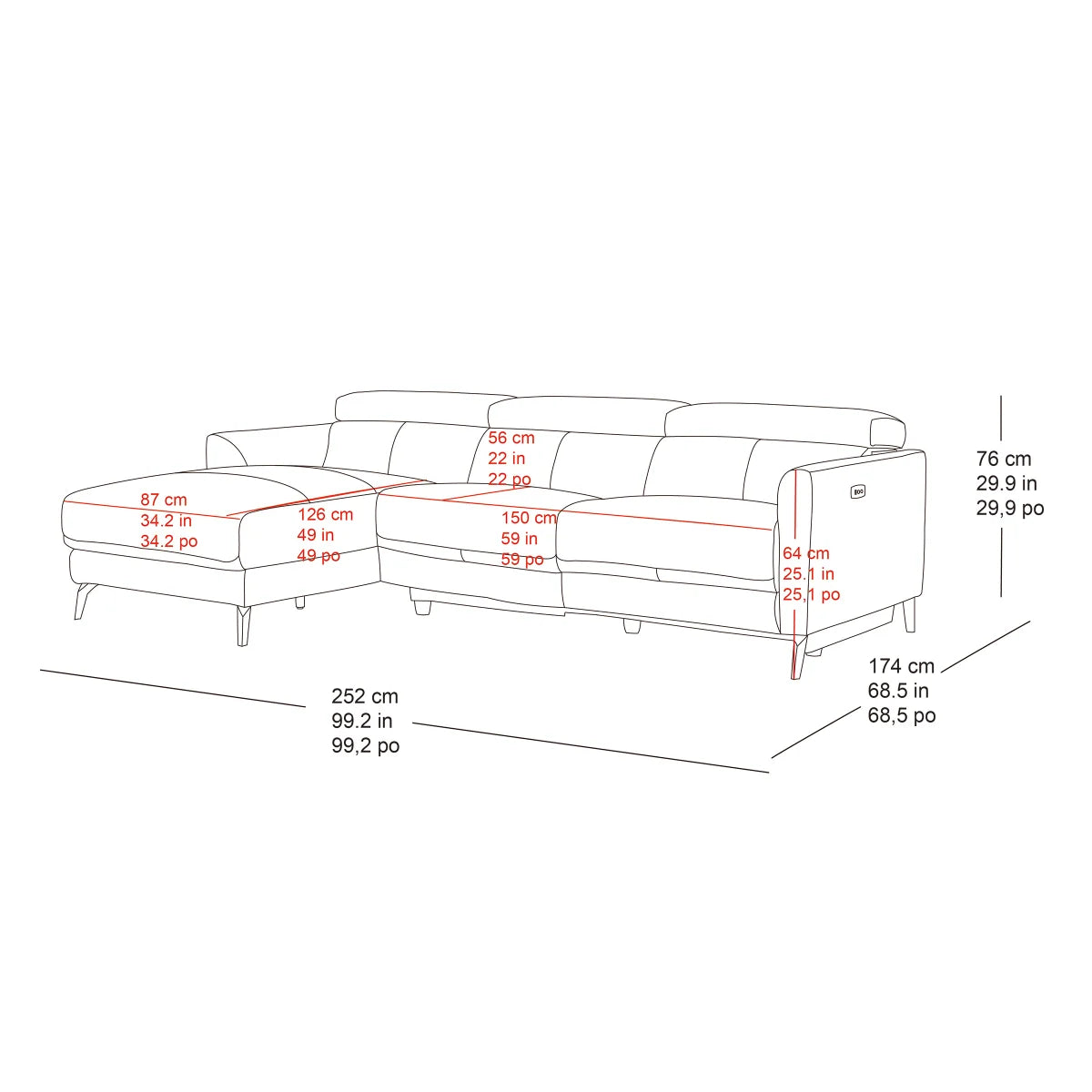 Hoffman Leather Power Reclining Sectional