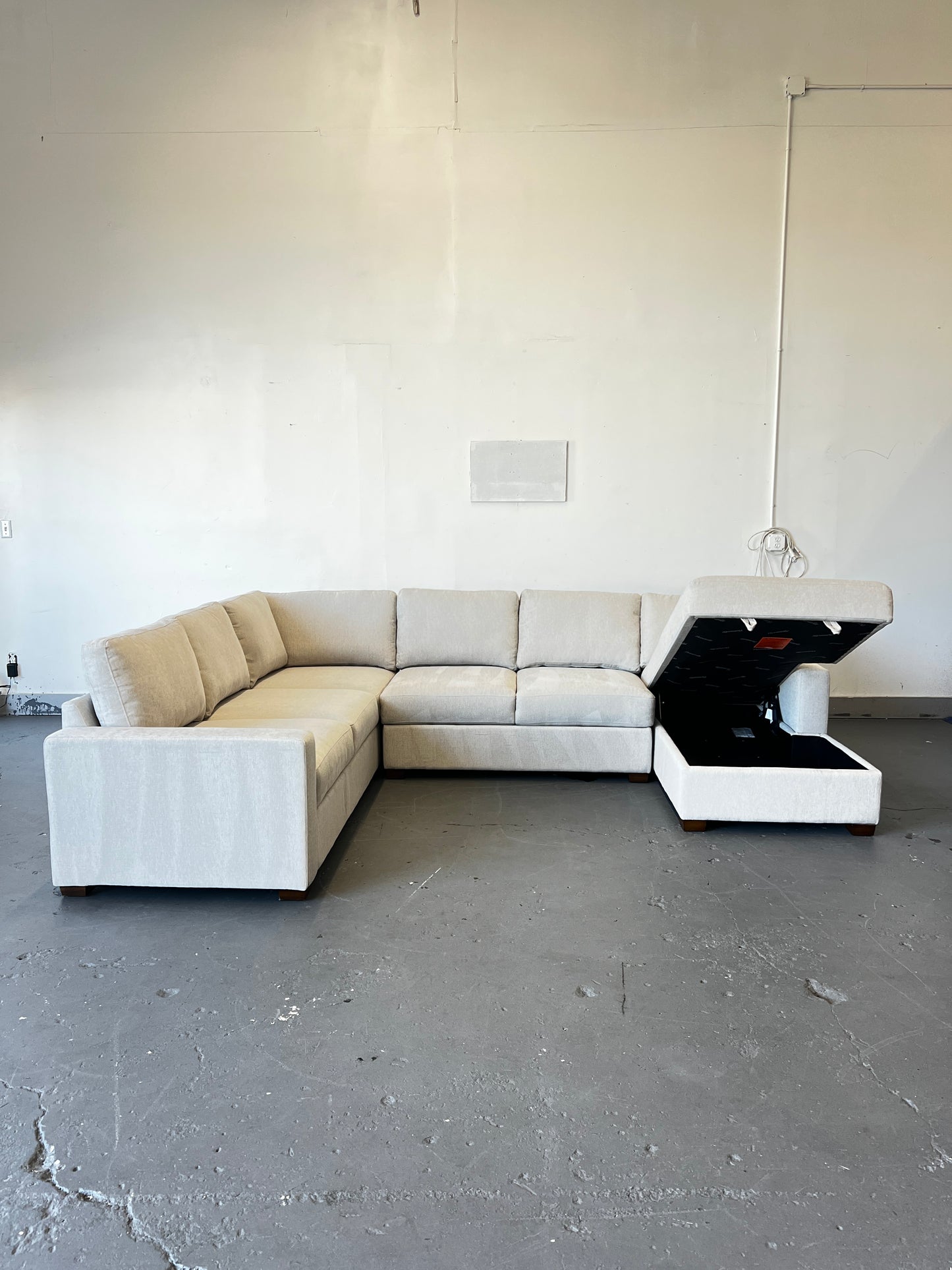 Beige Sectional Chaise Storage
