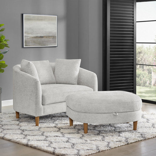 Thomasville Dillard Accent Chair with Storage Ottoman