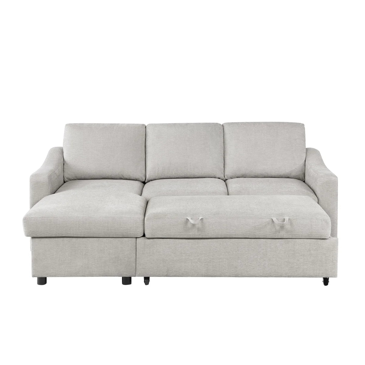 Coddle Aria Fabric Sleeper Sofa with Reversible Chaise, Light Grey