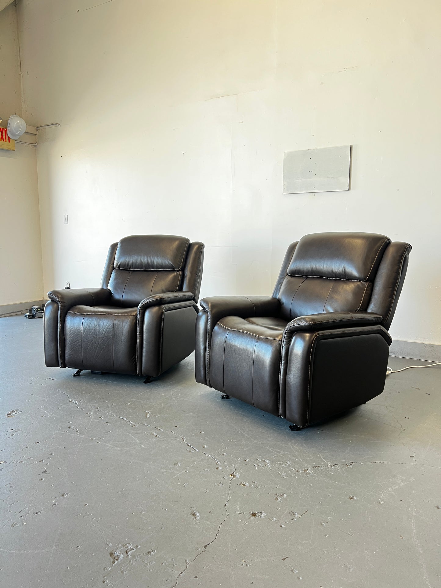 Leather Power Rocker Recliner with Power Adjustable Headrest