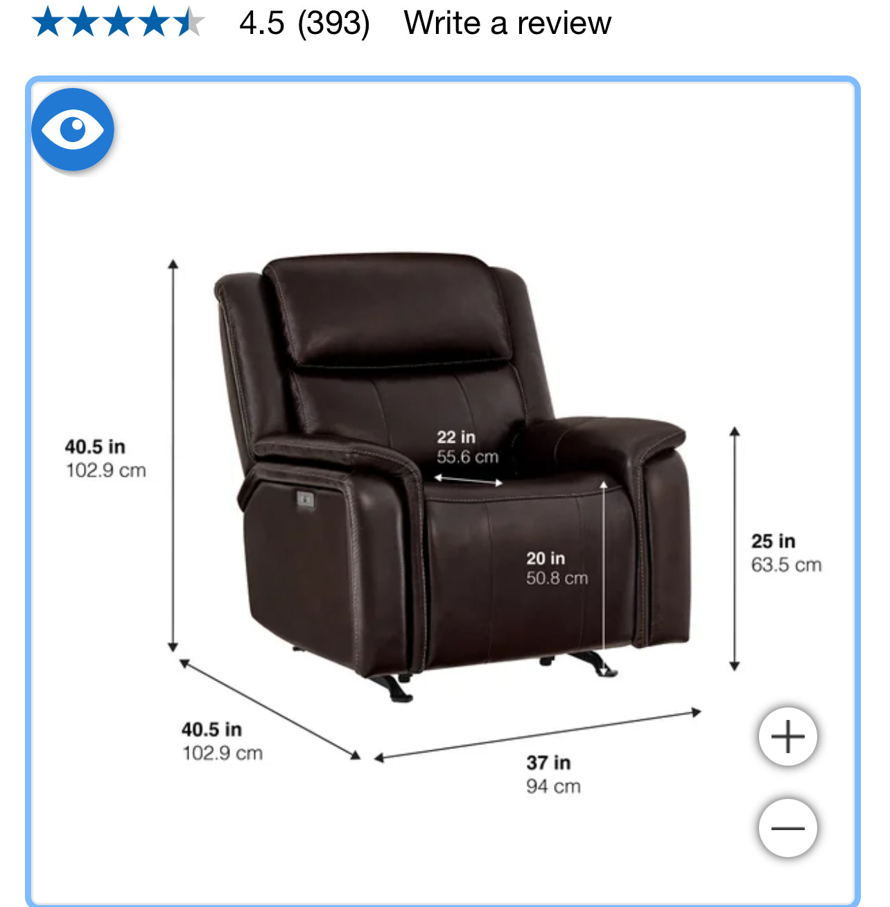 Leather Power Rocker Recliner with Power Adjustable Headrest