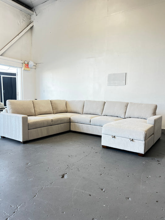 Beige Sectional Chaise Storage