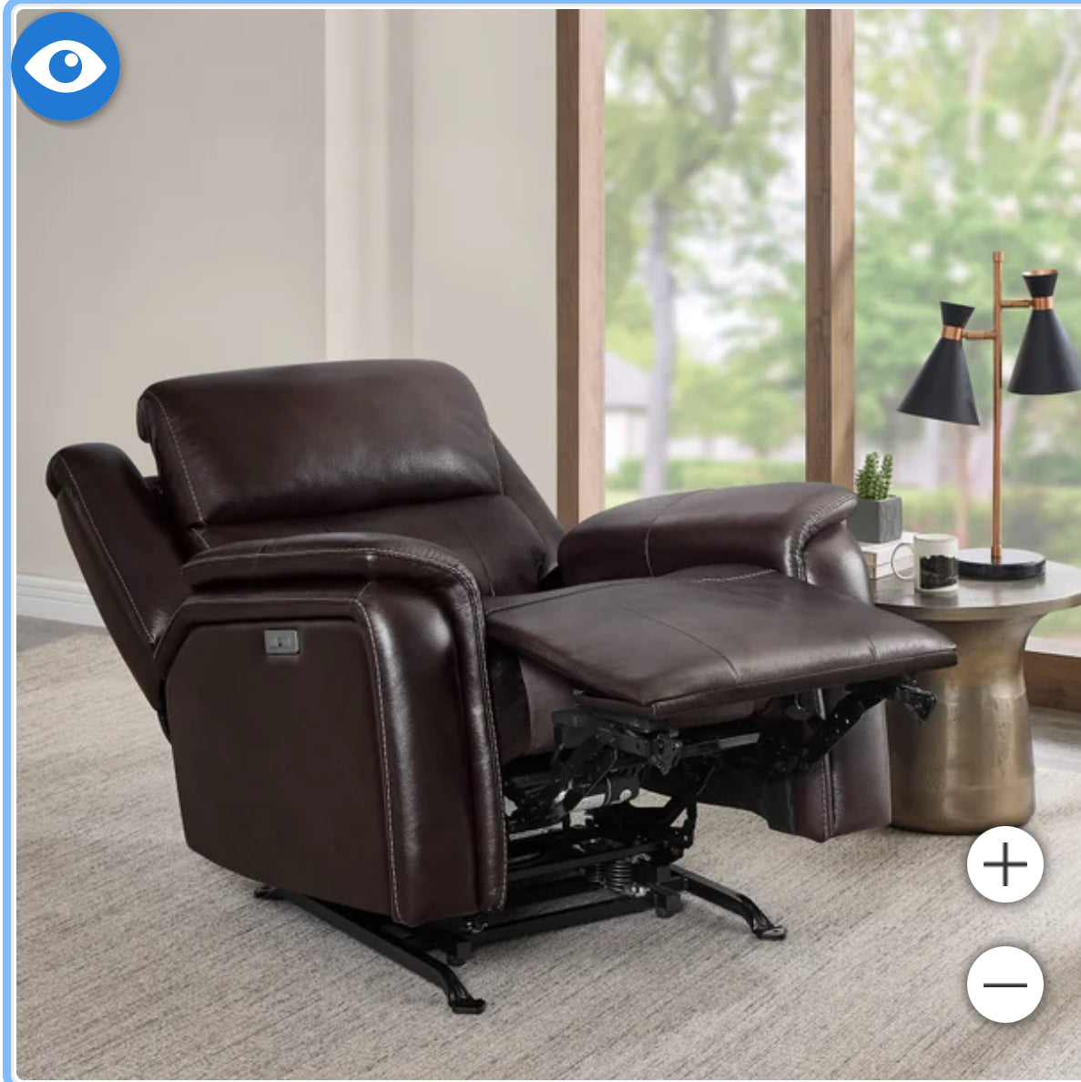 Leather Power Rocker Recliner with Power Adjustable Headrest