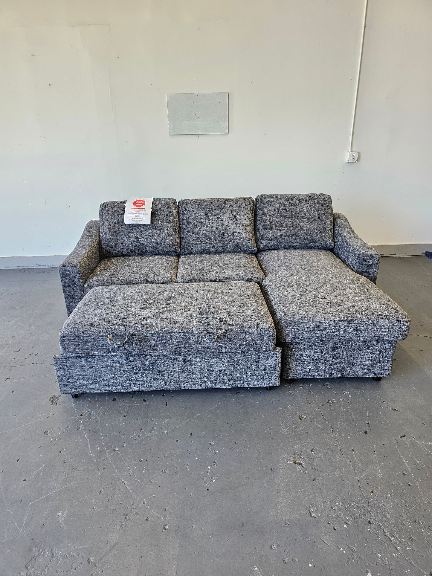 Coddle Aria Fabric Sleeper Sofa with Reversible Chaise and Storage, Gray