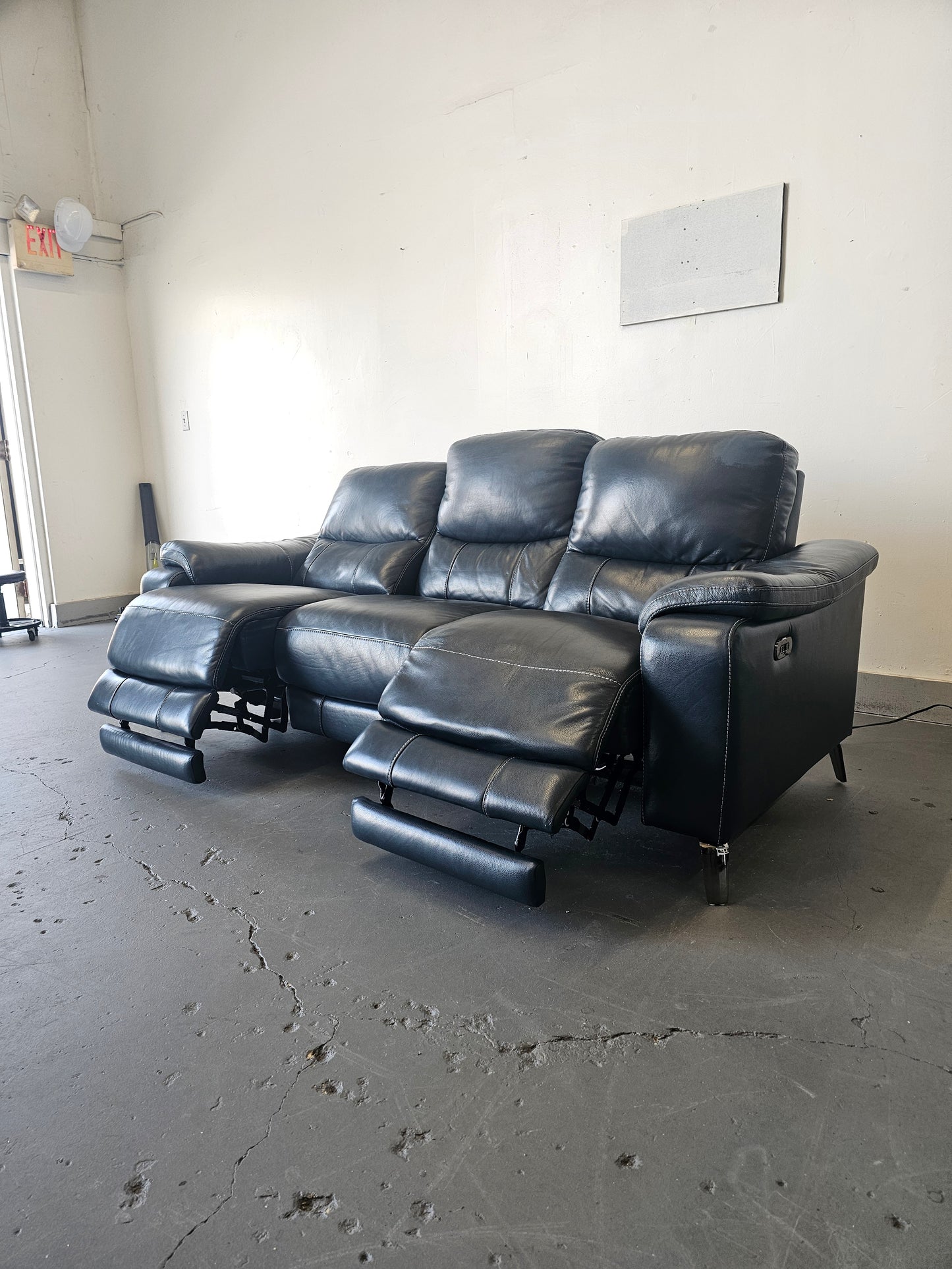 Blue Leather Sofa