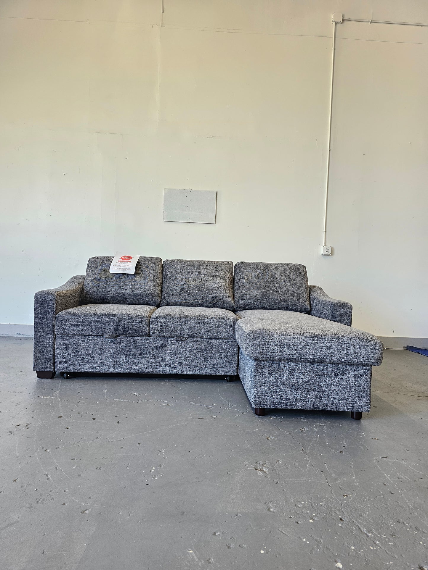 Coddle Aria Fabric Sleeper Sofa with Reversible Chaise and Storage, Gray