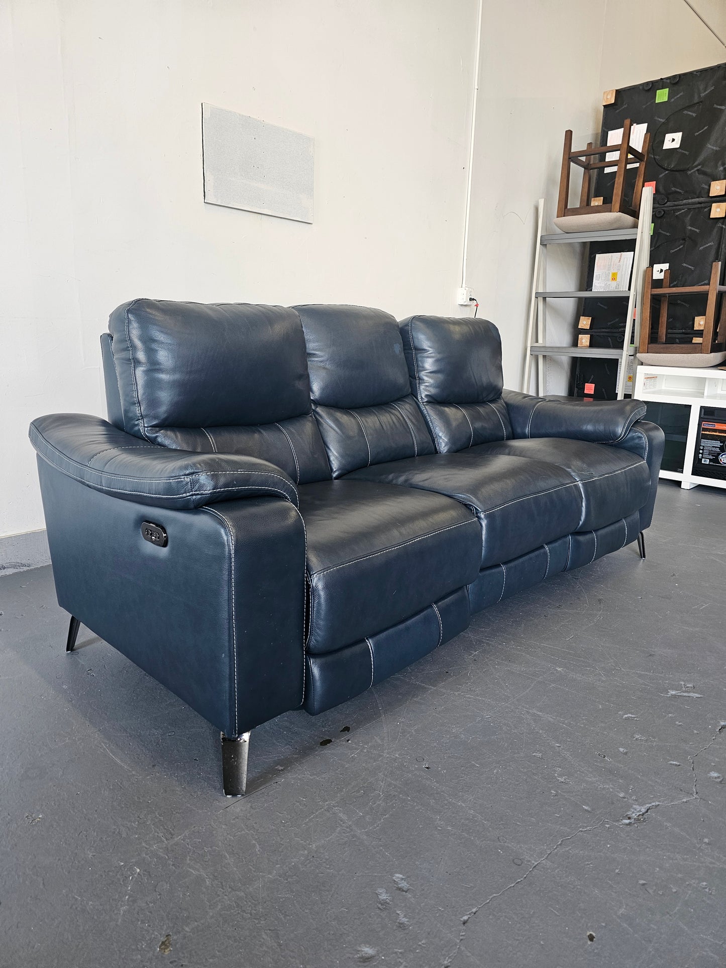 Blue Leather Sofa