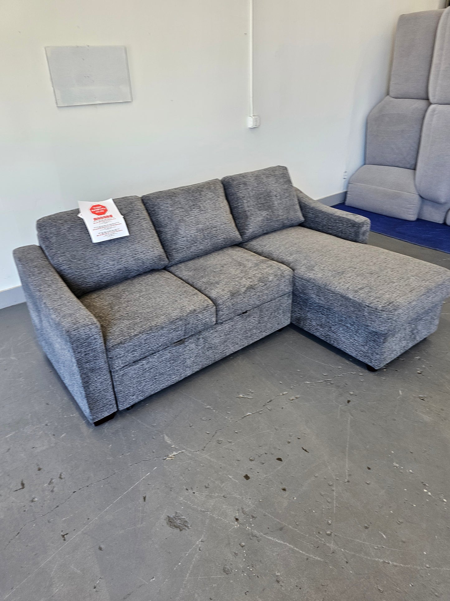 Coddle Aria Fabric Sleeper Sofa with Reversible Chaise and Storage, Gray