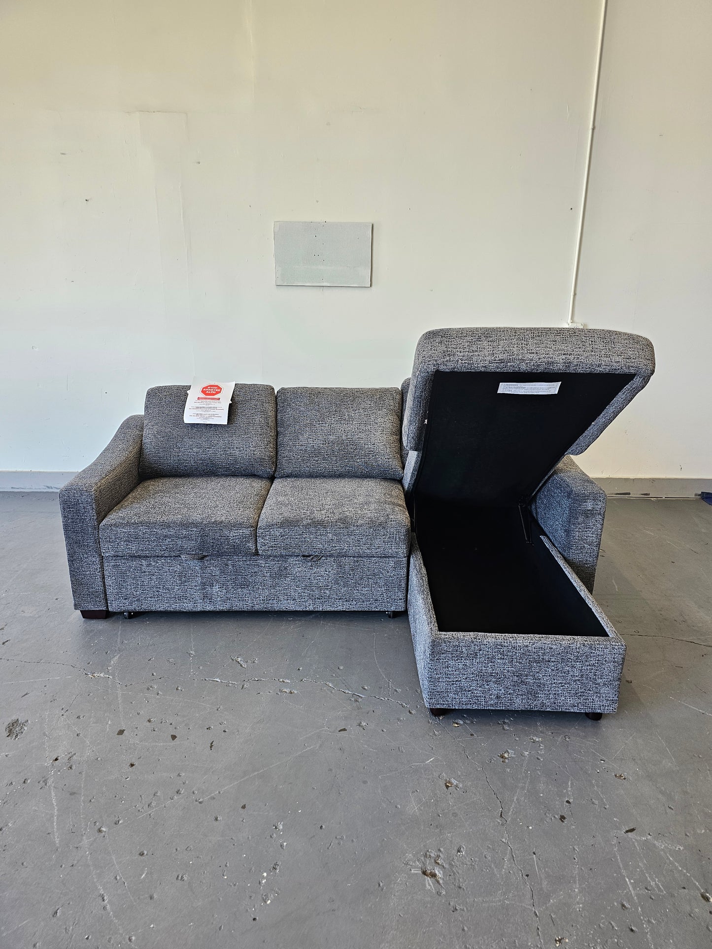 Coddle Aria Fabric Sleeper Sofa with Reversible Chaise and Storage, Gray