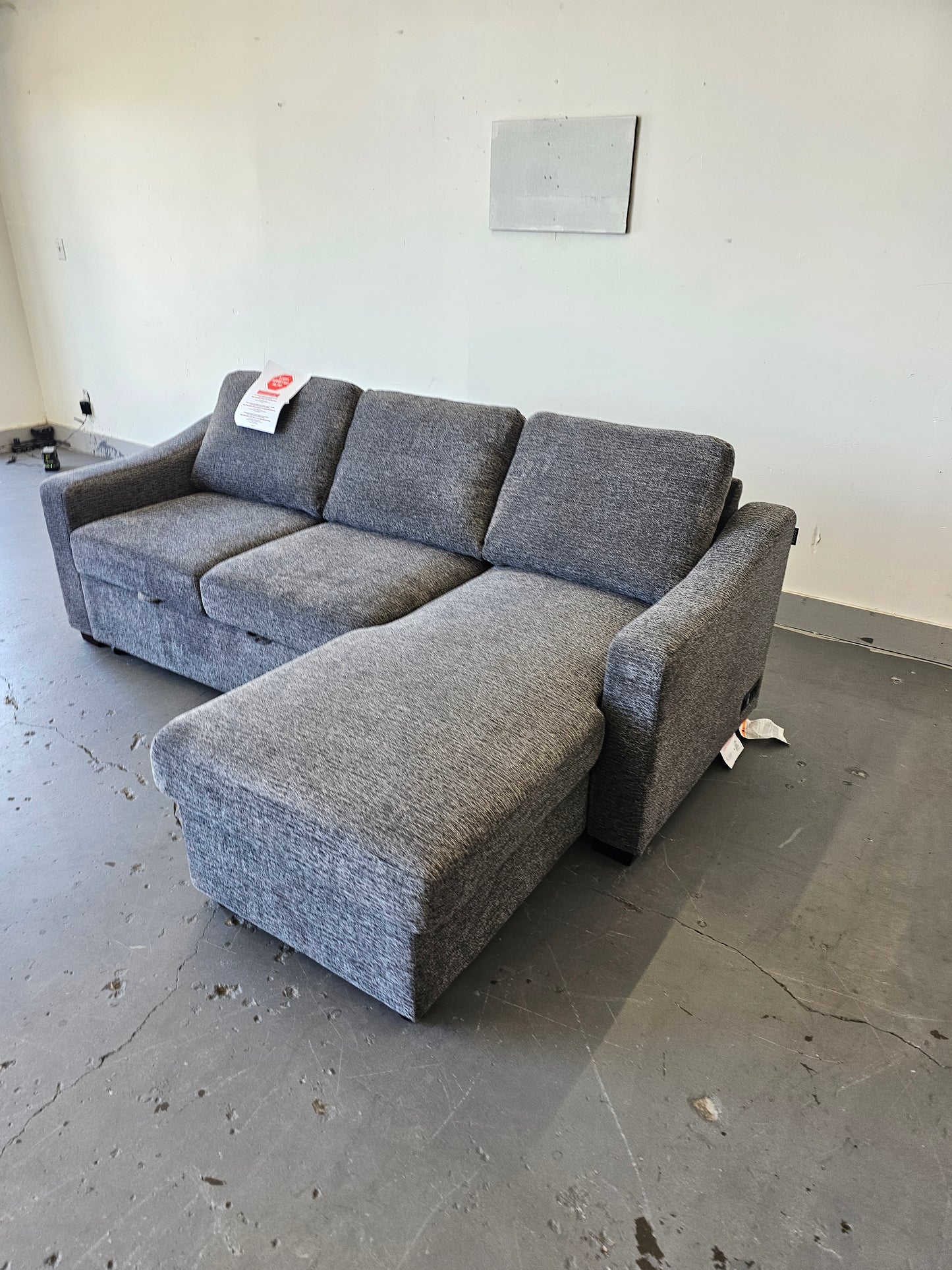 Coddle Aria Fabric Sleeper Sofa with Reversible Chaise and Storage, Gray