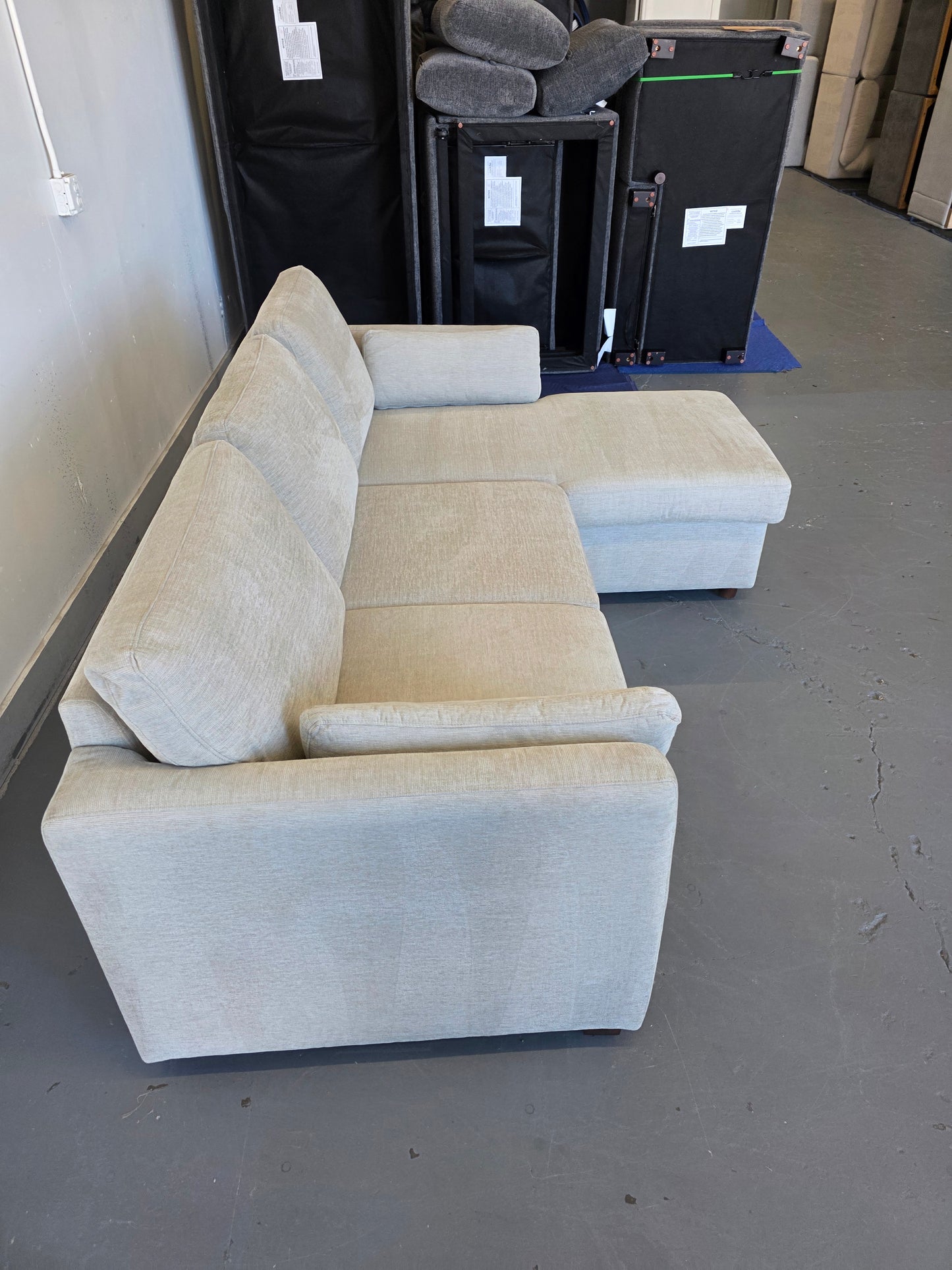 Coddle Luke Fabric Sleeper Sofa with Reversible Chaise and Storage, Beige