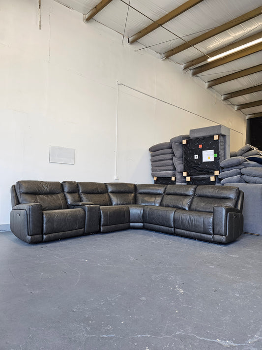 USED Lauretta 6-piece Leather Power Reclining Sectional with Power Headrests