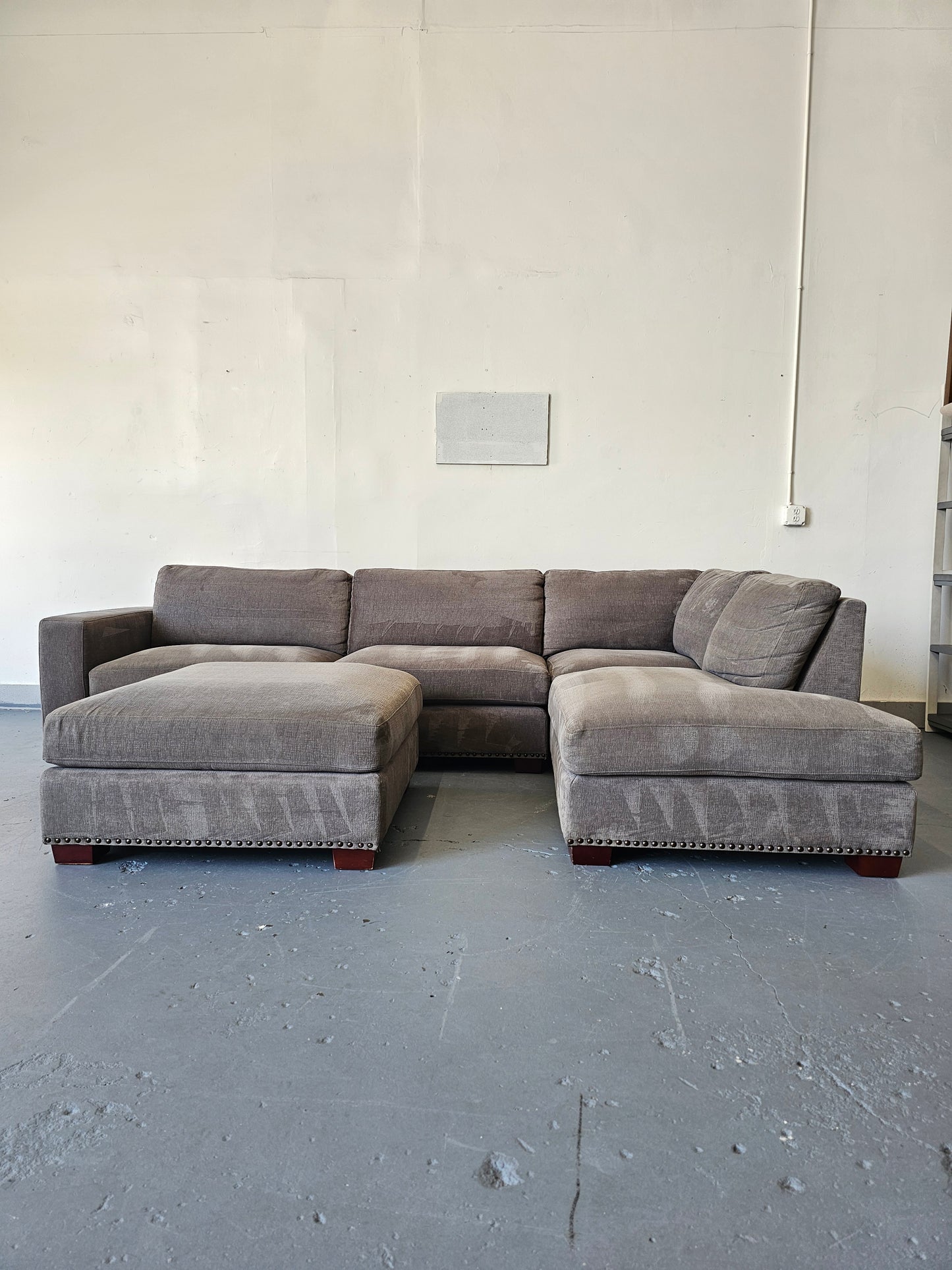 Dark Grey Sofa With Ottoman