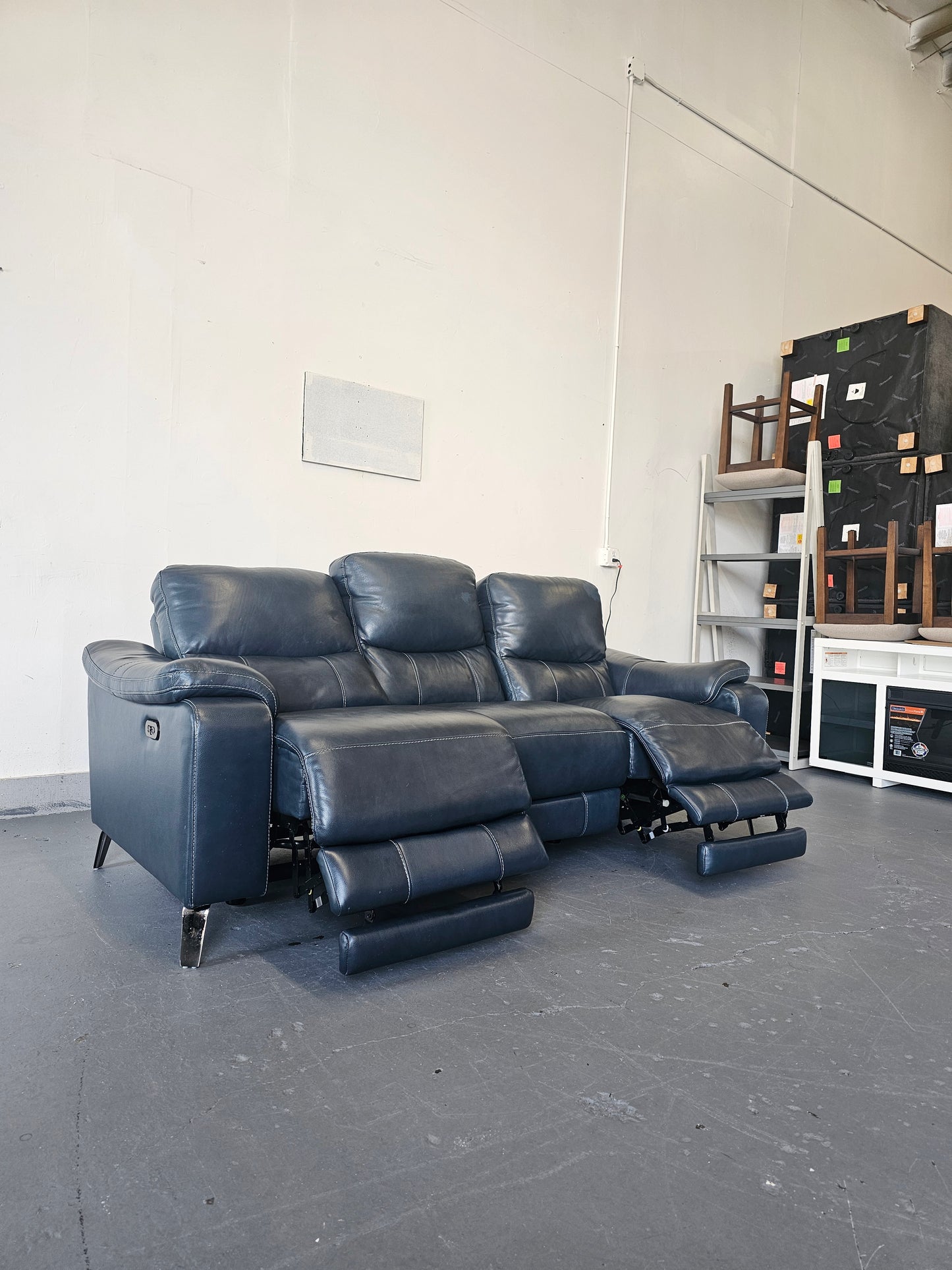 Blue Leather Sofa