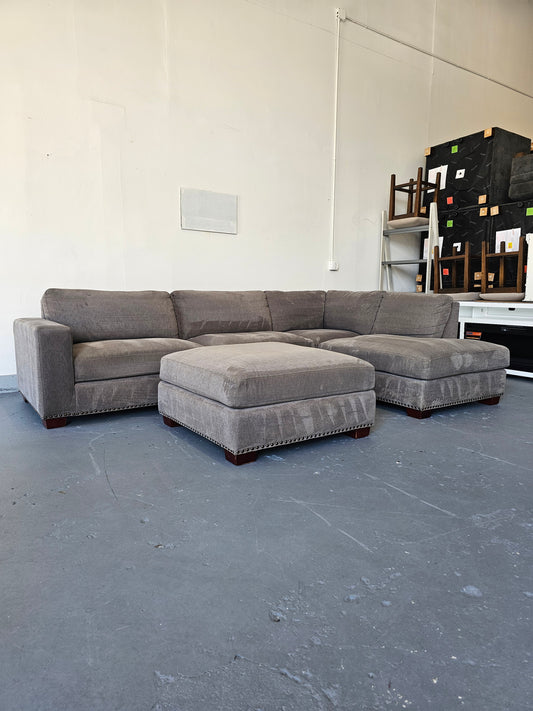 Dark Grey Sofa With Ottoman